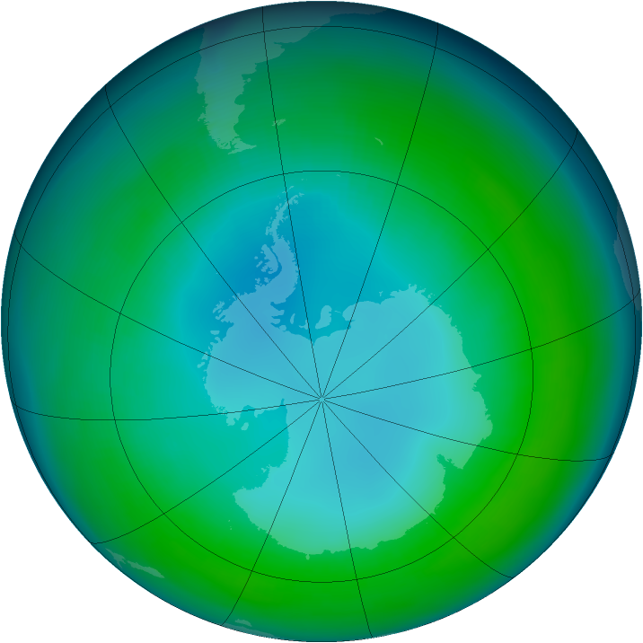 Antarctic ozone map for May 1990